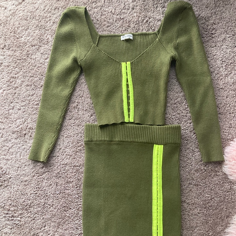 For love and lemons neon detail skirt set
